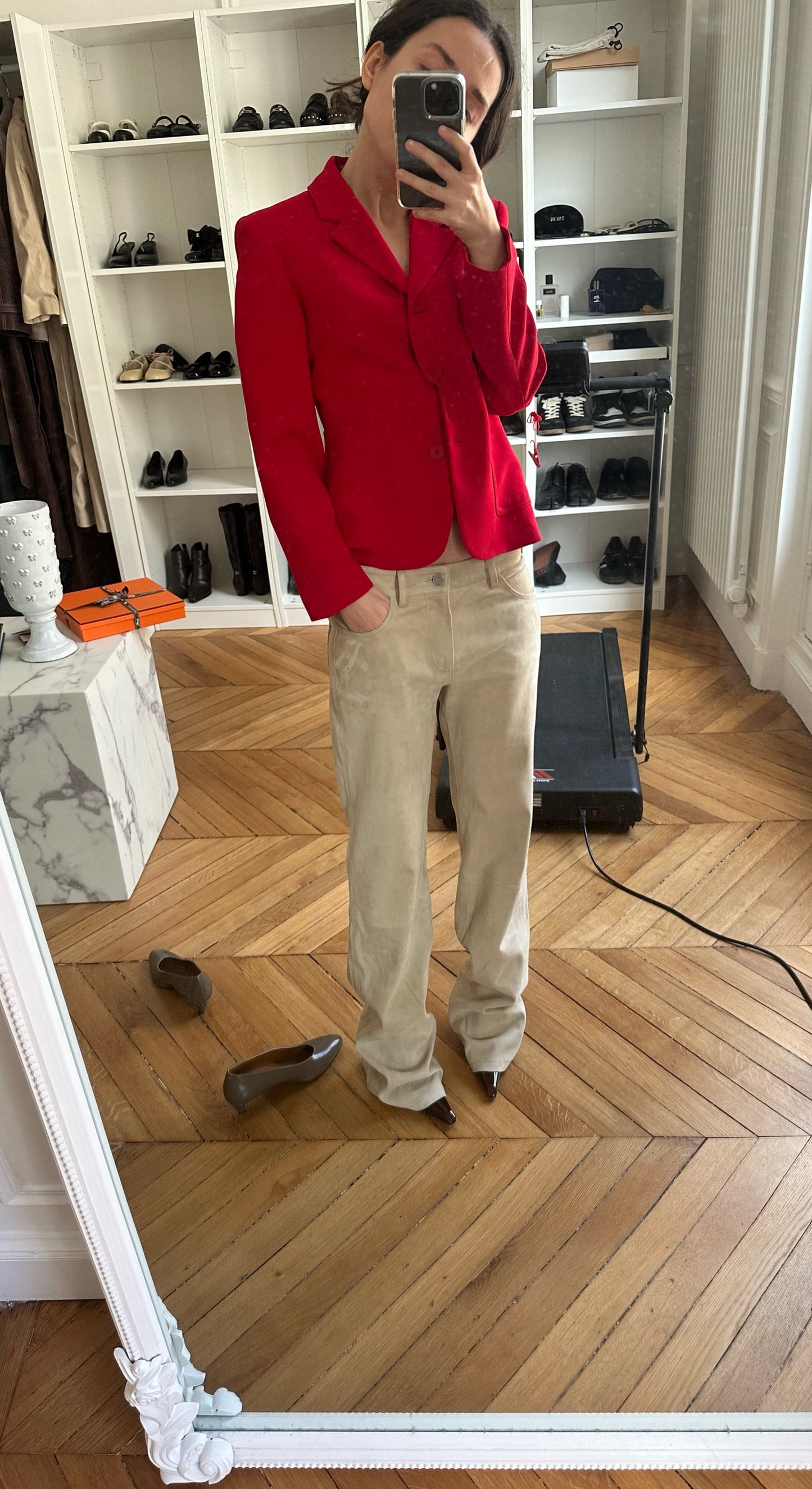 Suede Pants in Beige