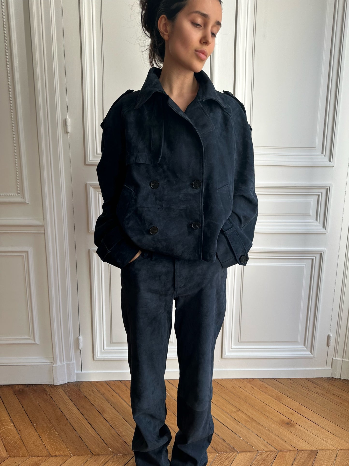 Suede Pants in Blue